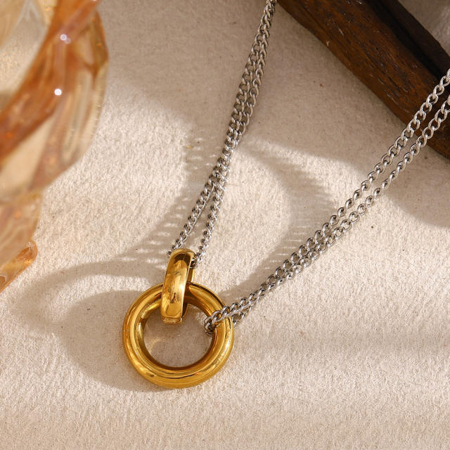 18KG two tone two layer chain stainless steel necklace DIY pendant necklace chain