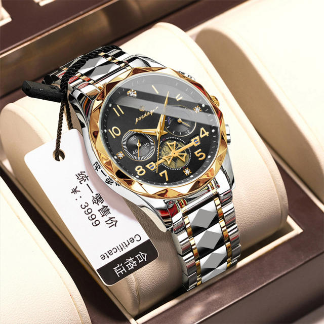 New men's watch waterproof luminous fashion quartz steel band watch