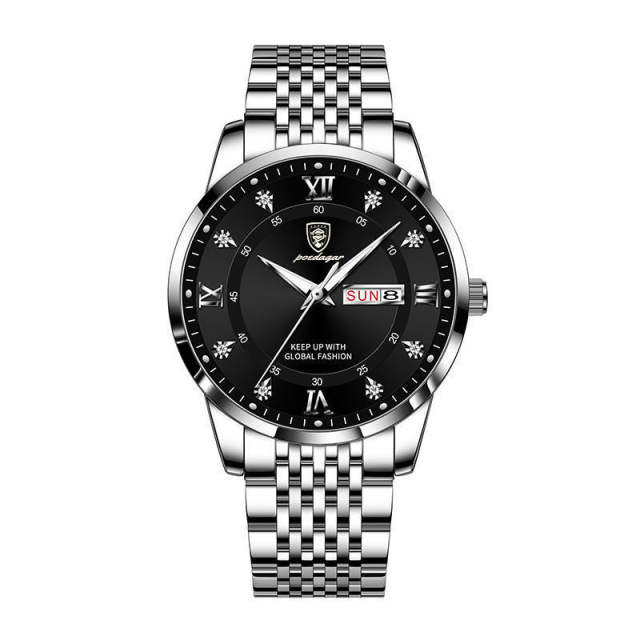 New men's watch waterproof luminous calendar quartz watch steel band watch
