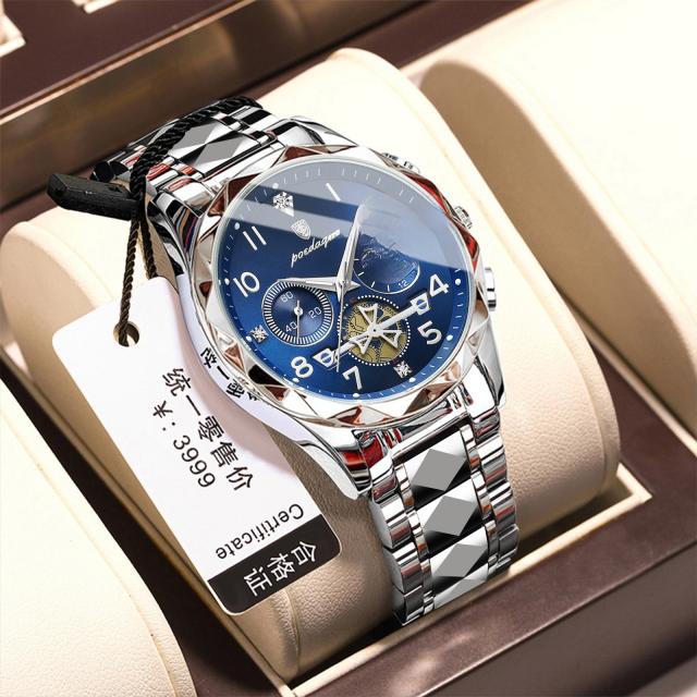 New men's watch waterproof luminous fashion quartz steel band watch