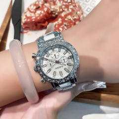 Diamond calendar waterproof luminous fritillary quartz women's watch stainless steel band
