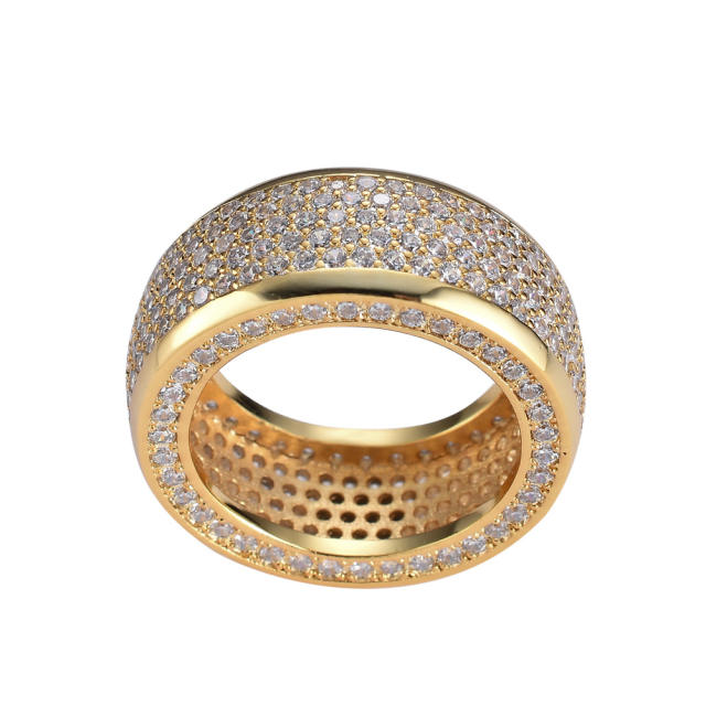 Big finger ring hip-hop copper micro-inlaid zircon diamond rings band for men women