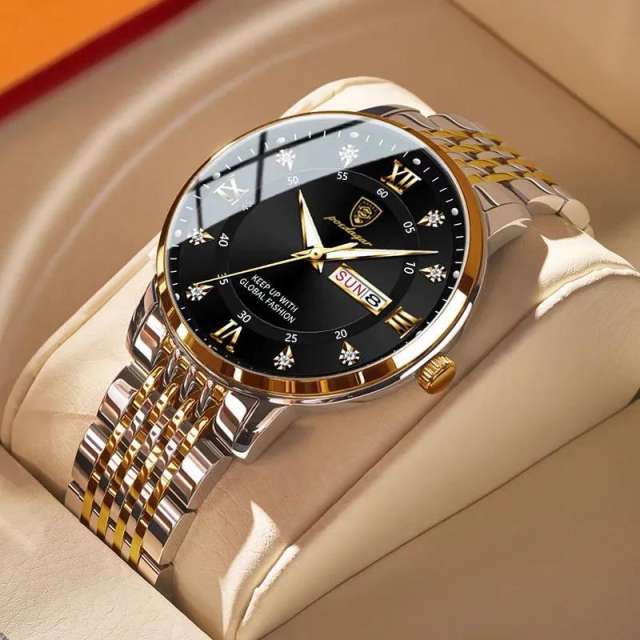 New men's watch waterproof luminous calendar quartz watch steel band watch