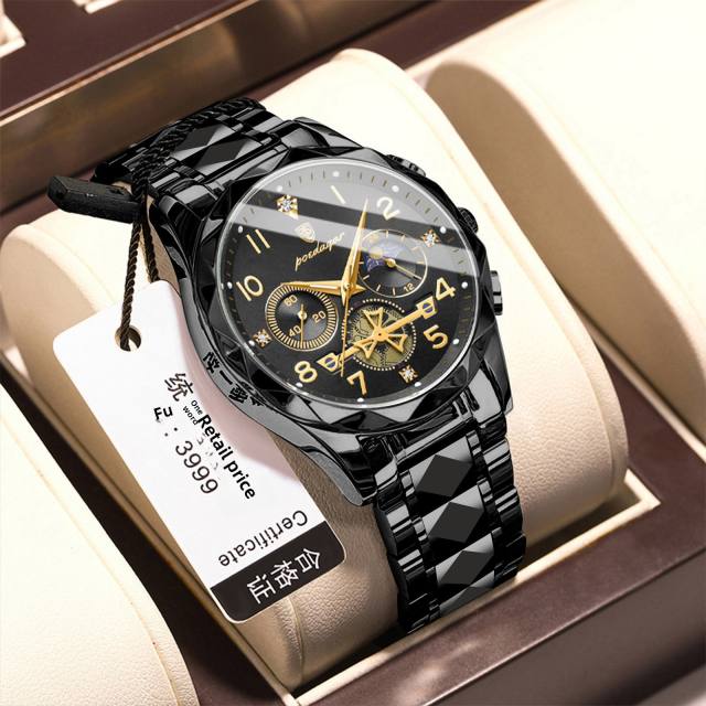 New men's watch waterproof luminous fashion quartz steel band watch