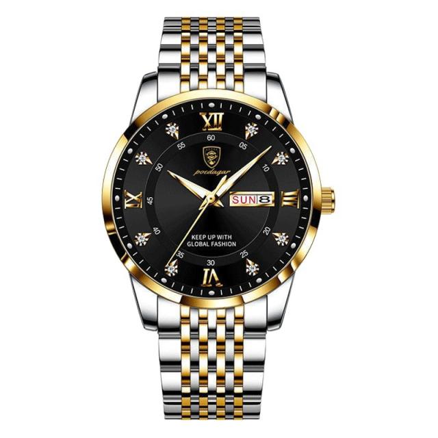 New men's watch waterproof luminous calendar quartz watch steel band watch