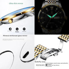 New men's watch waterproof luminous calendar quartz watch steel band watch