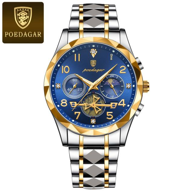 New men's watch waterproof luminous fashion quartz steel band watch