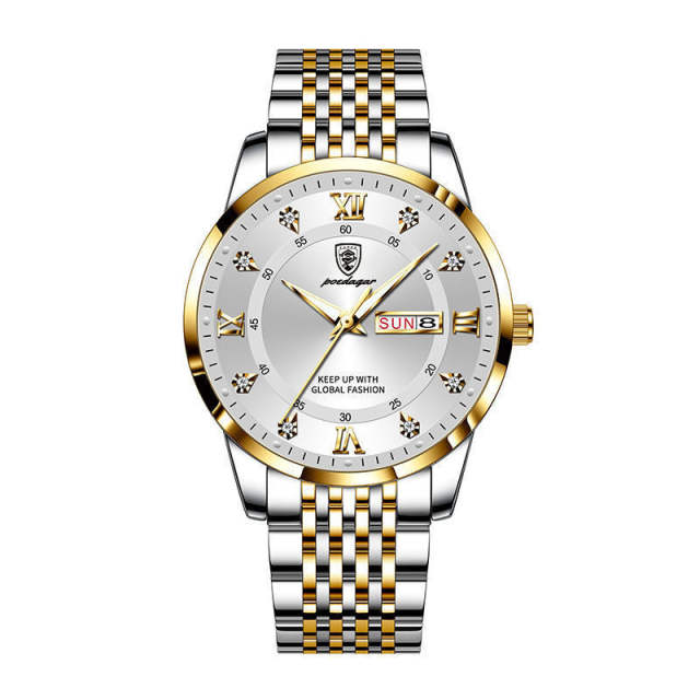 New men's watch waterproof luminous calendar quartz watch steel band watch