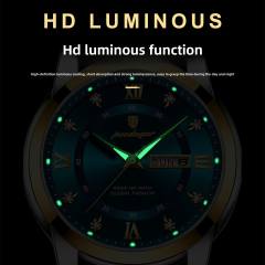 Wwaterproof new men's watch double calendar luminous quartz steel band watch