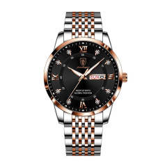 New men's watch waterproof luminous calendar quartz watch steel band watch