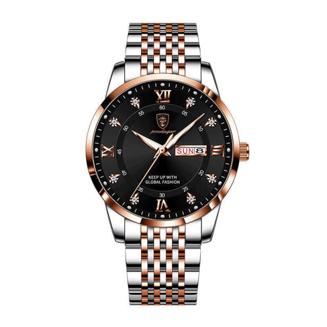 New men's watch waterproof luminous calendar quartz watch steel band watch