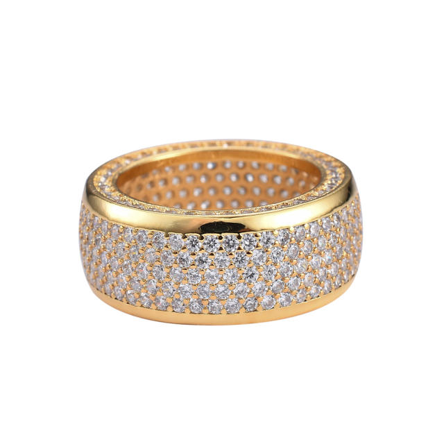 Big finger ring hip-hop copper micro-inlaid zircon diamond rings band for men women