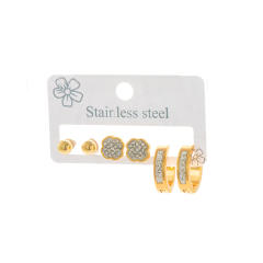 French trend ball bead lotus stainless steel earings set