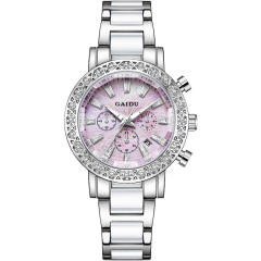 Diamond calendar waterproof luminous fritillary quartz women's watch stainless steel band