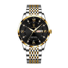 New men's watch waterproof luminous calendar quartz watch steel band watch