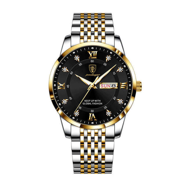 New men's watch waterproof luminous calendar quartz watch steel band watch