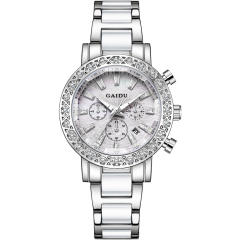 Diamond calendar waterproof luminous fritillary quartz women's watch stainless steel band