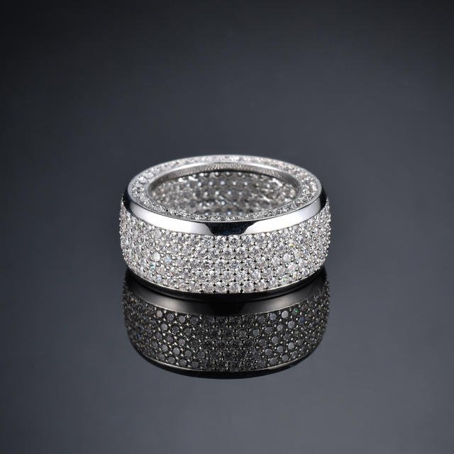 Big finger ring hip-hop copper micro-inlaid zircon diamond rings band for men women