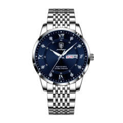 New men's watch waterproof luminous calendar quartz watch steel band watch