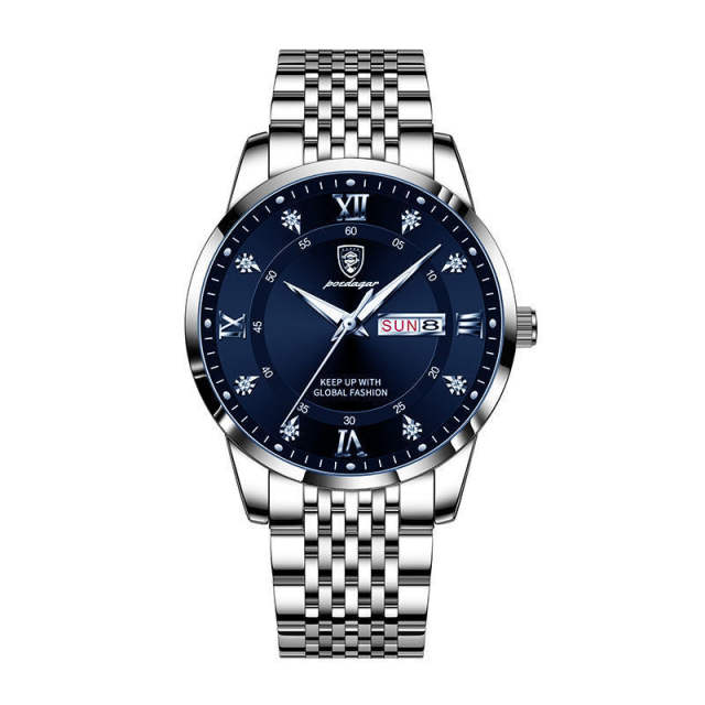 New men's watch waterproof luminous calendar quartz watch steel band watch