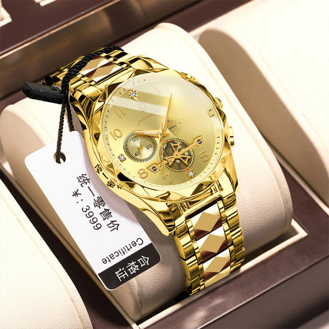New men's watch waterproof luminous fashion quartz steel band watch