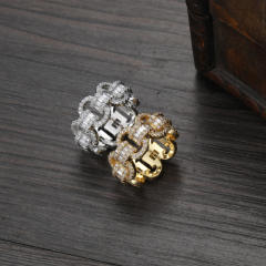 Chain Cuban Ring Hip Hop Zircon Staggered Men's Ring
