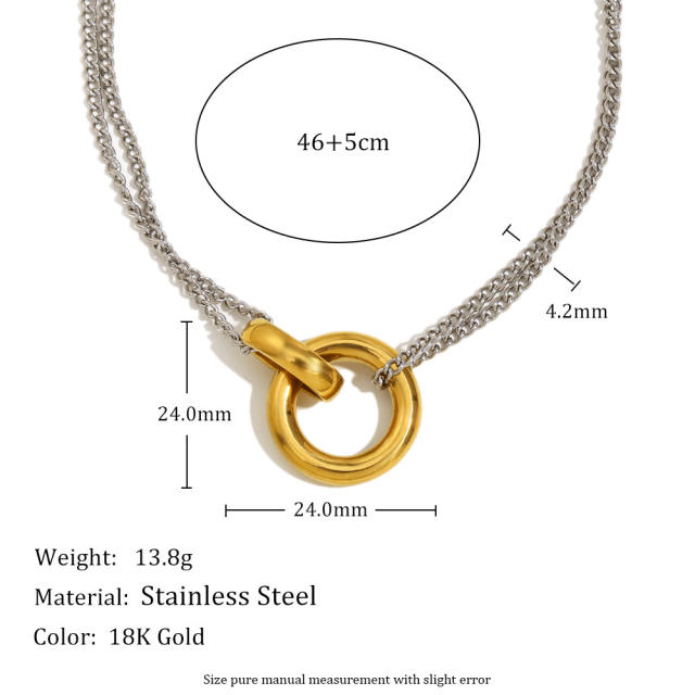 18KG two tone two layer chain stainless steel necklace DIY pendant necklace chain