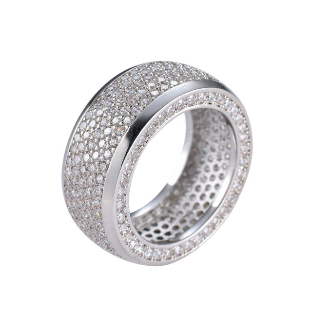 Big finger ring hip-hop copper micro-inlaid zircon diamond rings band for men women