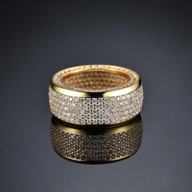 Big finger ring hip-hop copper micro-inlaid zircon diamond rings band for men women