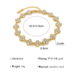 Stainless steel Tennis Chain Bracelet 18K Gold Love Heart-shaped Zircon Bracelet for Women