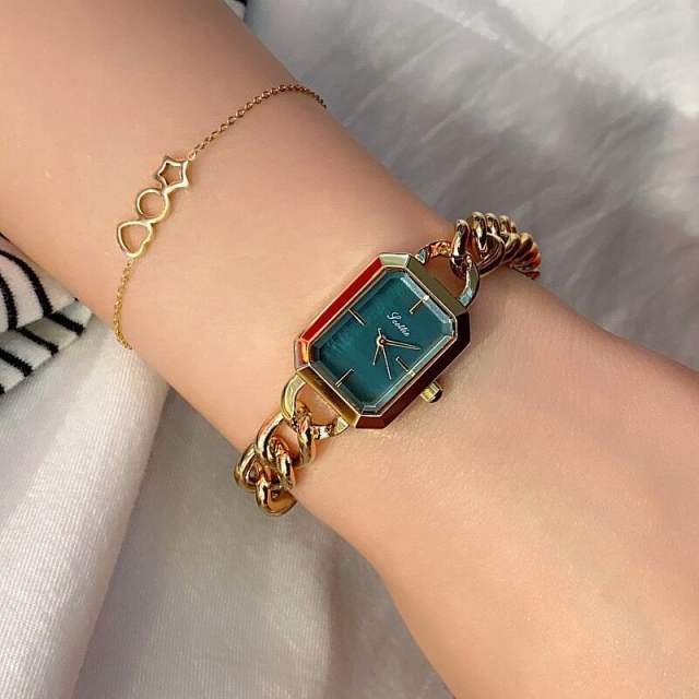 New bracelet watch small square women's watch waterproof steel chain watch