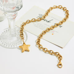 18KG thick chain star pendant stainless steel necklace