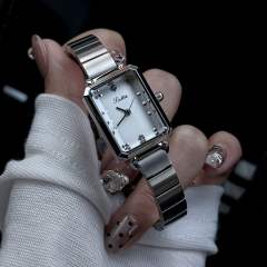 Classic square dial steel band women watch