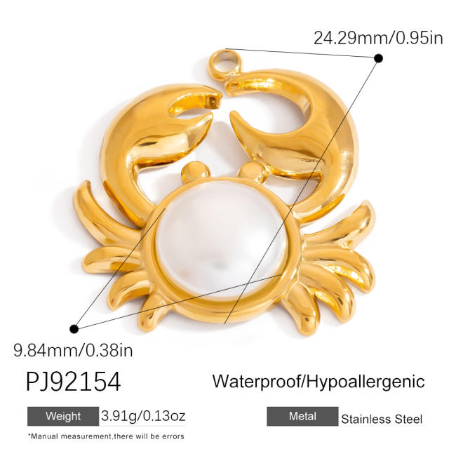 Cross-border Stainless Steel Accessories Diamond-encrusted Natural Stone Beach Ocean Series Octopus Pendant 18K Gold Fine Jewelry
