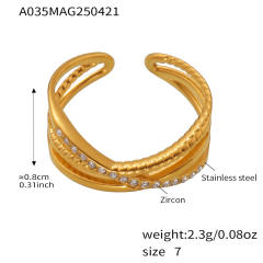 5A cubic zircon statement cross stainless steel rings