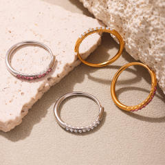 5A cubic zircon inlaid thin stainless steel rings diamond rings
