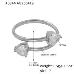 5A cubic zircon inlaid heart clover stainless steel rings adjustable rings