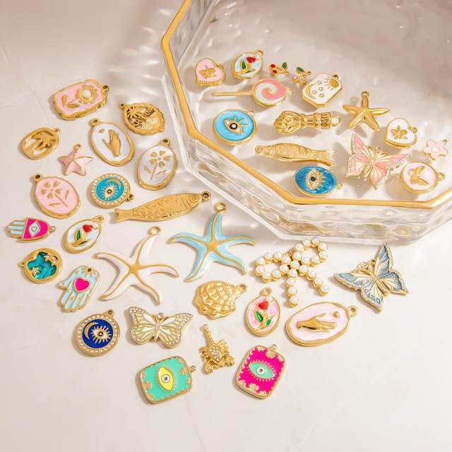 Stainless Steel Pendant Handmade DIY Beach Series 18K Gold Bohemian Style Single Pendant Color-free Jewelry Accessories
