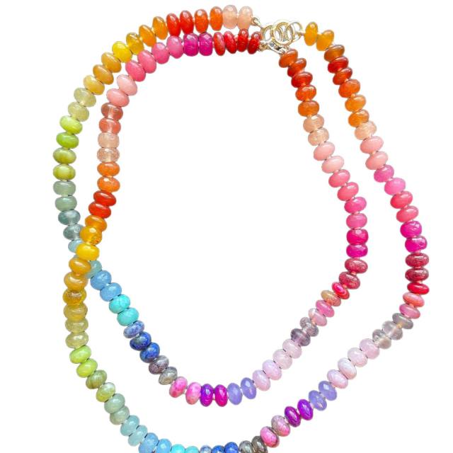 DIY colorful bead opening clasp stainless steel necklace diy necklace chain