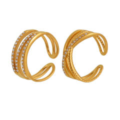 5A cubic zircon statement cross stainless steel rings