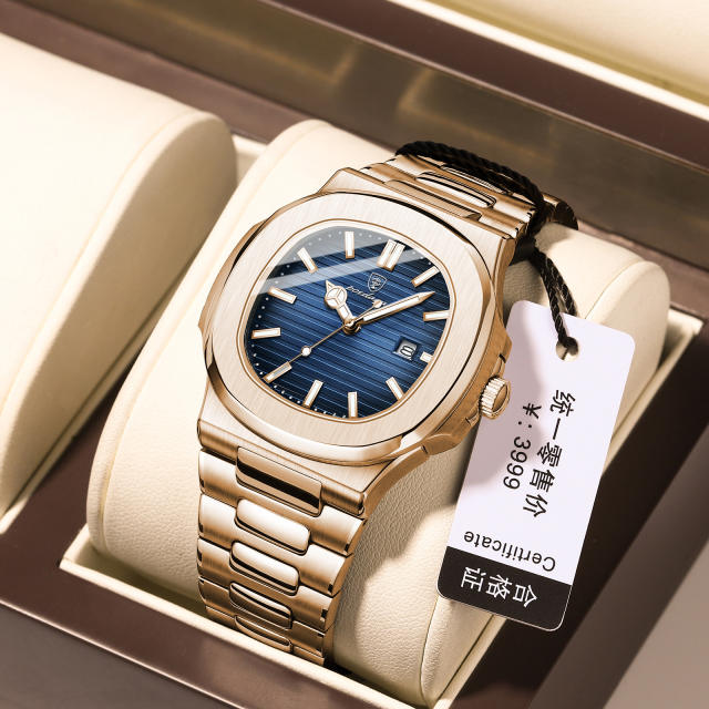 Men's watch ultra-thin waterproof luxury fashion quartz watch steel band watch