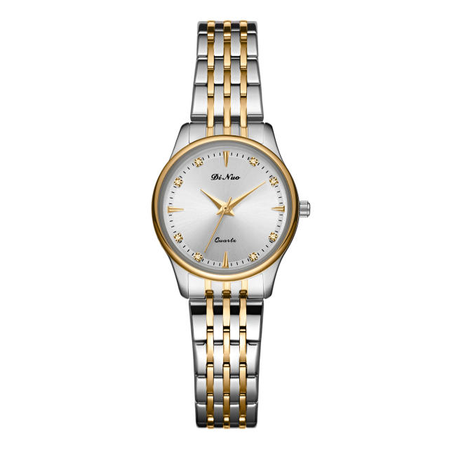 Drill Face Men's Women's Double Calendar Business Casual Fashion Quartz steel band watch