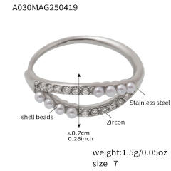 5A cubic zircon inlaid heart clover stainless steel rings adjustable rings