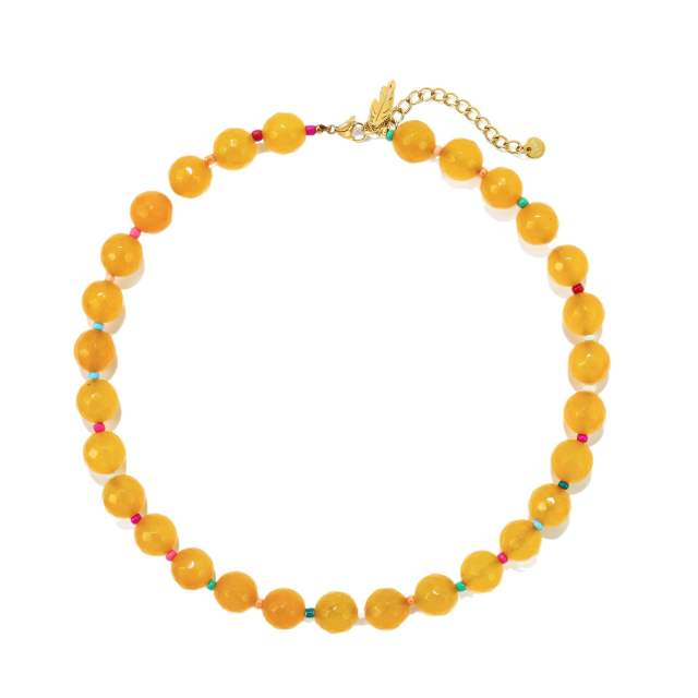 Summer colorful natural stone bead chain necklace