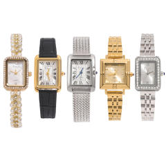 Luxury stainless steel band quartz watch for women