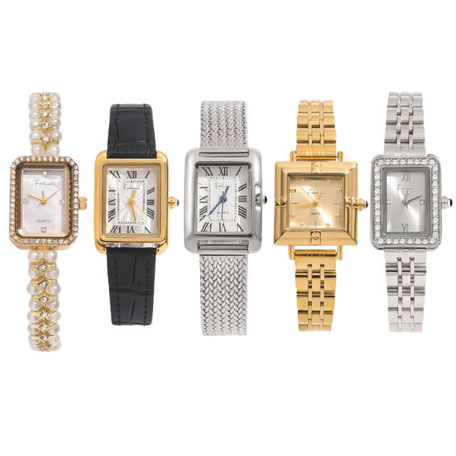 Luxury stainless steel band quartz watch for women