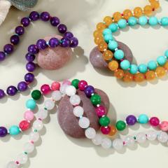 Summer colorful natural stone bead chain necklace