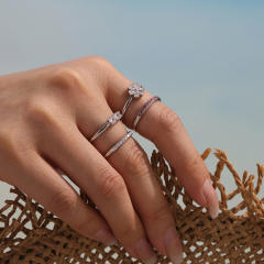 5A cubic zircon inlaid thin stainless steel rings diamond rings