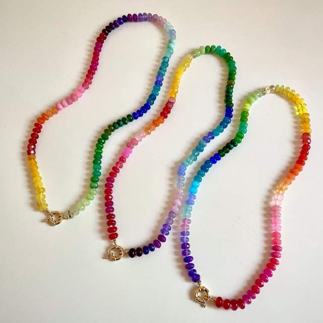 DIY colorful bead opening clasp stainless steel necklace diy necklace chain