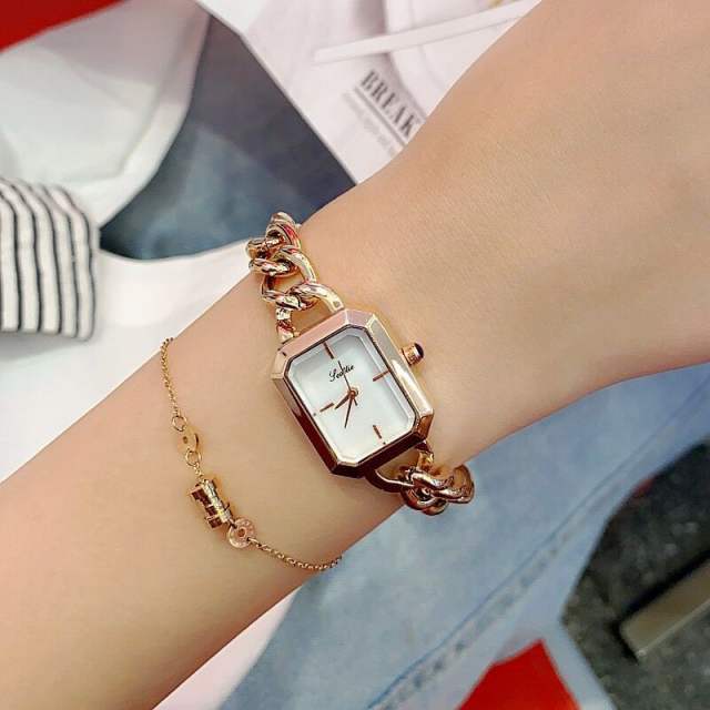 New bracelet watch small square women's watch waterproof steel chain watch